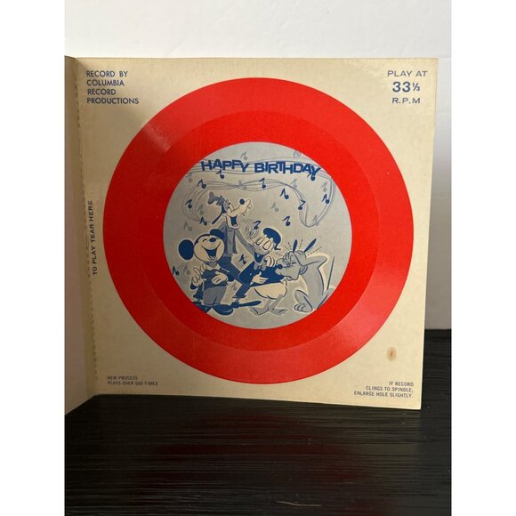 2 VTG Disney Happy Birthday Record Card 33 1/3 RPM Mickey Donald Goofy & Pluto - Picture 6 of 6
